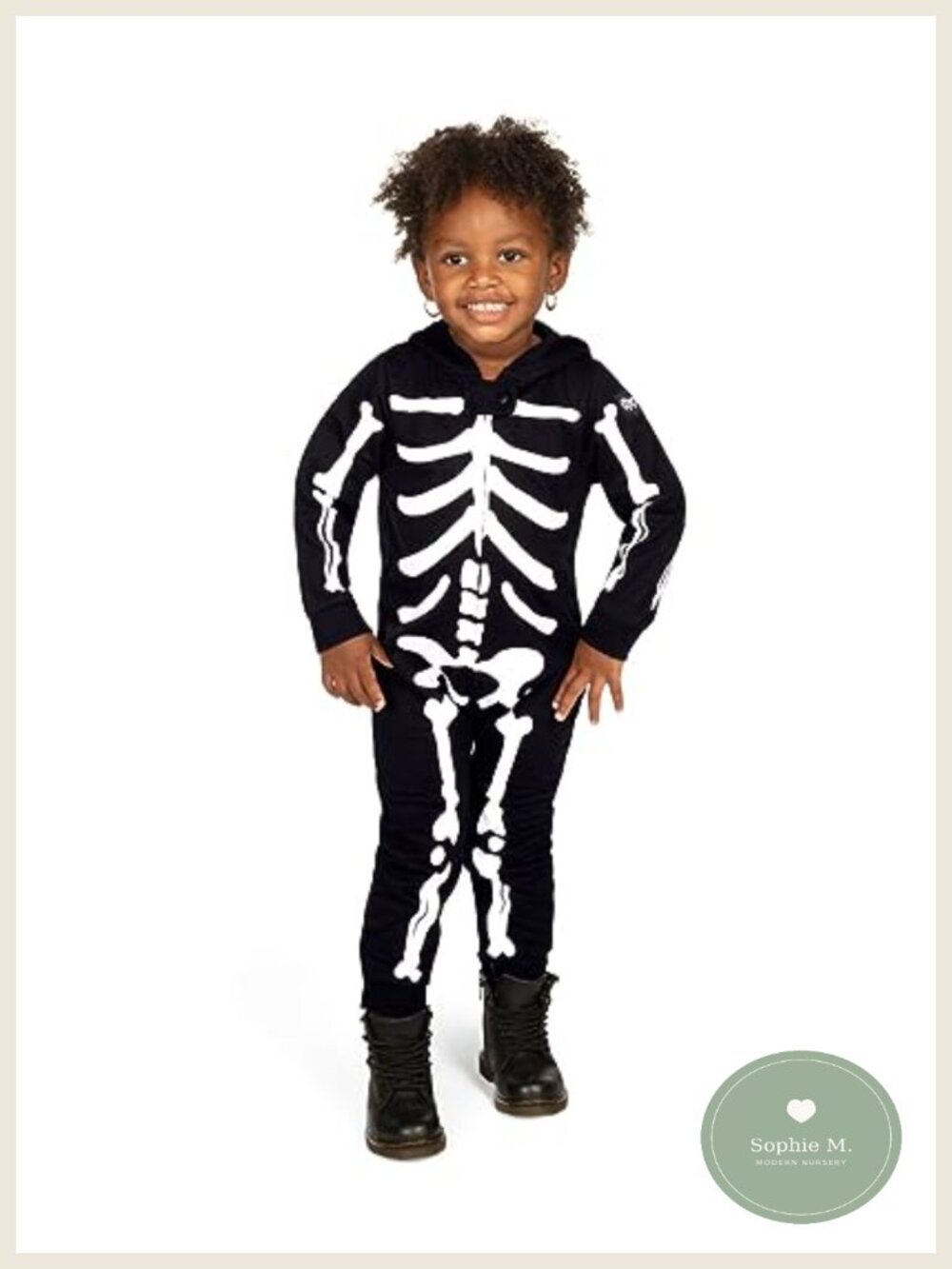 Kids Skeleton Jumpsuit Halloween Costume Toddler Zip-Up Hooded